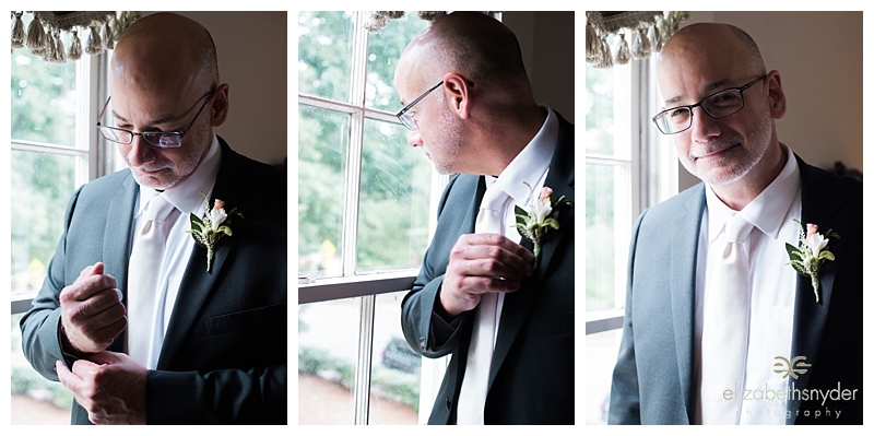 Groom getting ready for his wedding, Roswell, GA